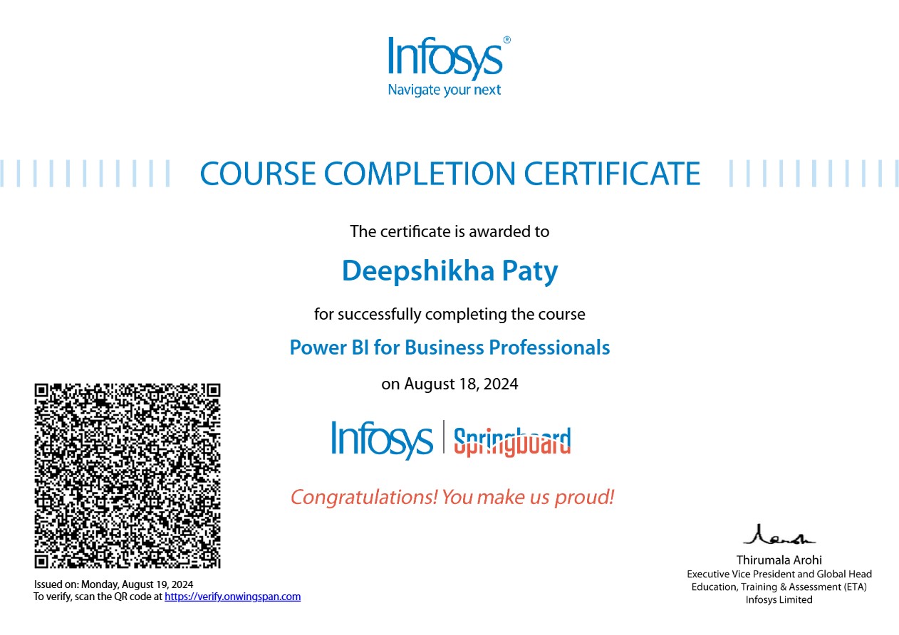 Infosys Certificate (Placeholder)